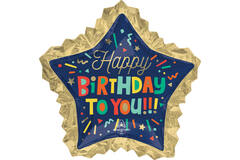 Foil Balloon - Shape XL - "Happy BIRTHDAY TO YOU!!!" - Bright Birthday Blocks